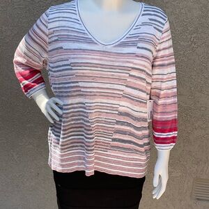 Nic + Zoe Skyline 3/4 Sleeve Linen Blend Sweater sz 1X NWT